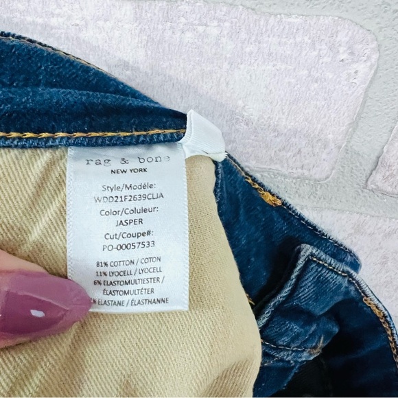 rag & bone Nina High Rise Ankle Skinny Raw Hem Jeans in Jasper Wash Size 27 - Picture 13 of 14